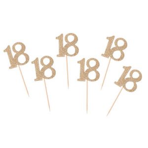 Топери за торта 18, злато, 6 броя