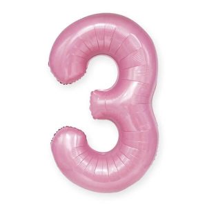 Фолиев балон Цифра 3, 100 см, розов