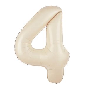 Фолиев балон цифра 4, кремав, 100 см