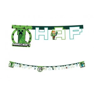 Банер с надпис Happy Birthday, MINECRAFT, 200 см