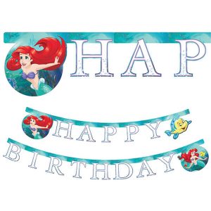 Банер надпис малката русалка ARIEL- Happy Birthday, 200 cm