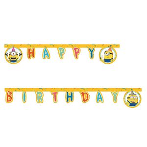 Банер надпис Minions 2 The Rise of Gru - Happy Birthday, 200 cm