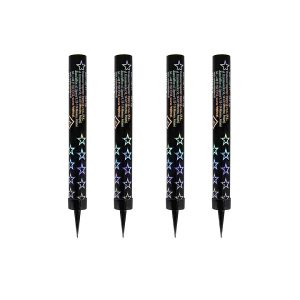 Черен фонтан за торта със сребърни звезди, 12 см, 4 броя, блистер