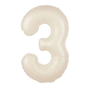 Фолиев балон цифра 3, кремав, 100 см