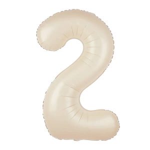 Фолиев балон цифра 2, кремав, 100 см