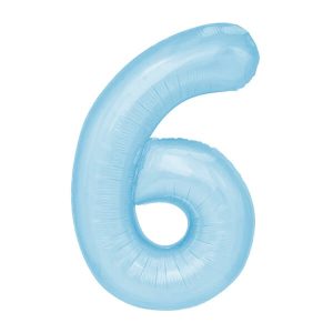 Фолиев балон цифра 6, светлосин, 100 см