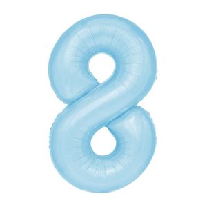 Фолиев балон цифра 8, светлосин, 100 см