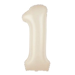 Фолиев балон цифра 1, кремав, 100 см