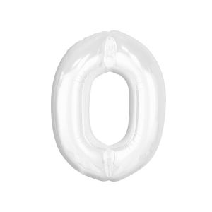 Фолиев балон цифра 0, бял, B&C, 92 см