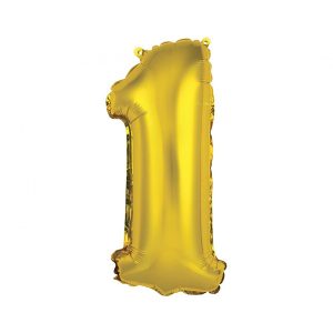 Фолиев балон Цифра 1, злато, 35 см