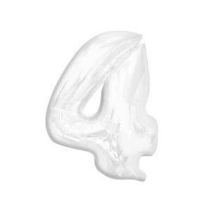 Фолиев балон цифра 4, бял, B&C, 92 см