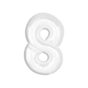 Фолиев балон цифра 8, бял, B&C, 92 см