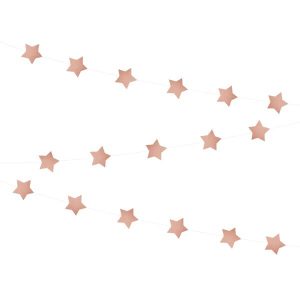 Гирлянда звезди розово злато, 250см