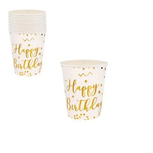 Чаши Happy Birthday, злато, 10 броя