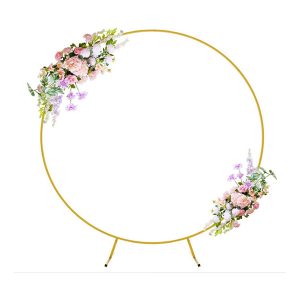 Кръгла метална стойка за балони, златна арка, сглобяема, 200 см