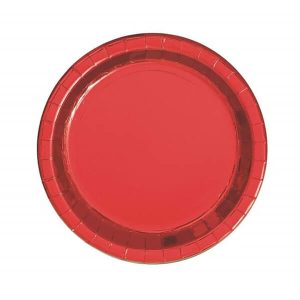 Парти чинии Червени, металик, 18 cm, 8 броя