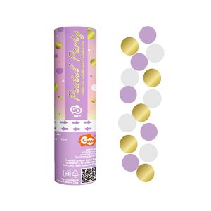 Парти конфети кръгчета, B&C, златни, лилави, бели, 15 см