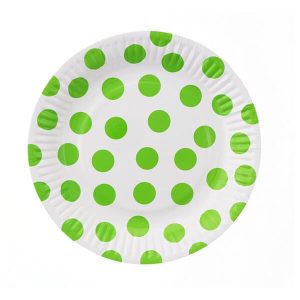 Парти чинии с Точки (шам фъстък), 18 cm, 6 броя