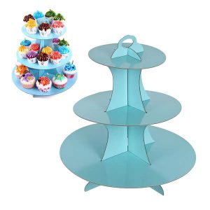 Стойка за мъфини и сладкиши, три нива, синя