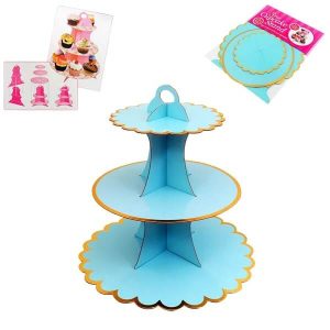 Стойка за мъфини и сладкиши, три нива, синя