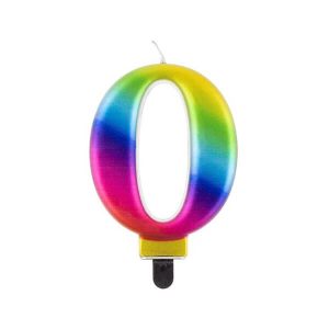 Свещ цифра 0, дъга, Galaxy, 8 cm