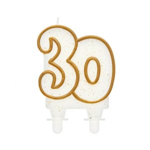 Свещи рожден ден цифри 30 BIRTHDAY, злато