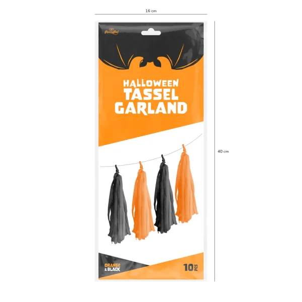 Хелоуин гирлянд Ресни черни и оранжеви пискюли – Изображение 4
