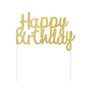 Топер за торта Happy Birthday, злато, 11 х 14 см