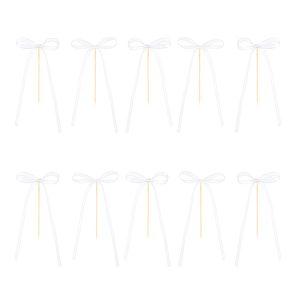 Топери за торта Бели панделки, 10 броя