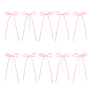 Топери за торта Розови панделки, 10 броя