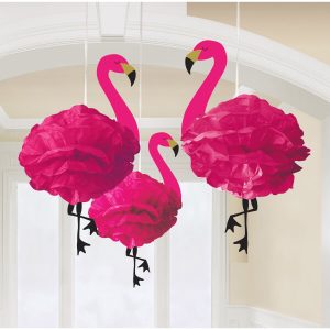 Висяща пухкава декорация Flamingo, 3 броя, 49.5 cm