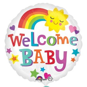 Фолиев балон Welcome Baby, 43 см, дъга и слънце