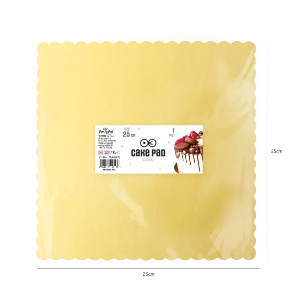 Квадратна златна подложка за торта 25 см, 1 бр. – Изображение 2