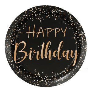 Картонени чинии Happy Birthday, Elegant, 23 cm, 8 броя
