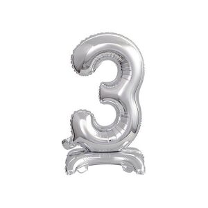 Балон фолиев стояща Цифра 3, B&C, сребро, 38 cm