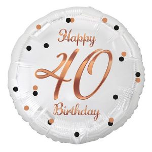 Фолиев балон с надпис, Happy 40 Birthday, розово злато, 45 см