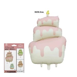 Фолиев балон Торта, розова, 96х55,5 см