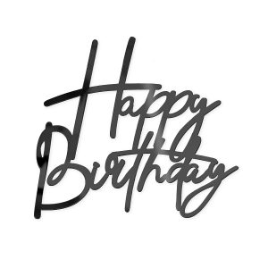 Фронтален топер за торта Happy Birthday, черен, Направи си сам