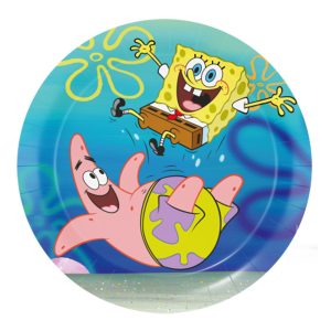 Картонени чинии SpongeBob, 18 см, 8 броя
