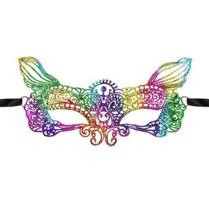 Венецианска дантелена маска на вълк, цветна, 21,5x11см