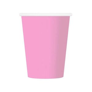 Парти чаши светлорозови, бял кант, 6 броя