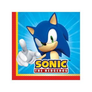 Парти салфетки Соник таралежа - Sonic, 33 х 33 см, 20 бр.