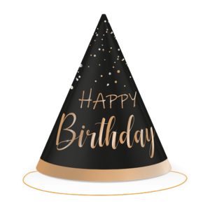 Парти шапки Happy Birthday ELEGANT GOLD, 6 броя