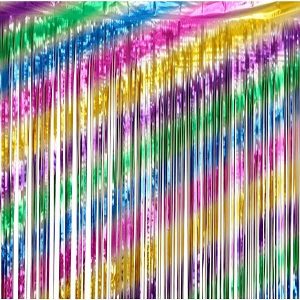 Парти завеса Colourful Party, ресни, дъга, 100х200см