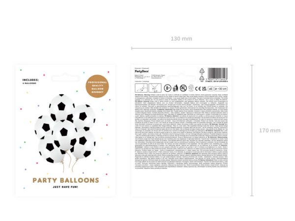 Балони Football, 30 cm, 6 броя, чисто бели – Изображение 7