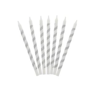 Свещи за рожден ден Twister, сребърен блясък, 16 бр