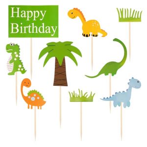 Топери за торта Dinosaurs Happy Birthday, Динозаври, 9 броя