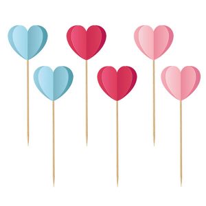 Топери Love is in the air - 3D сърца, 6 бр.