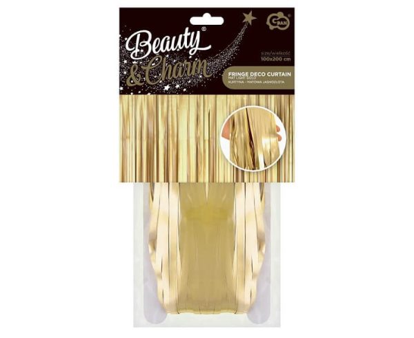 Парти завеса Deco, ресни, светло злато, мат, 100х200см – Изображение 4