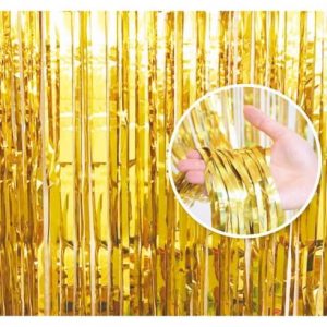 Парти завеса, ресни, злато, 90 х 240 см